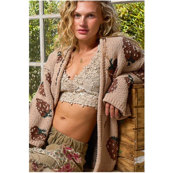 POL Strawberry Print Open Front oversized Cardigan - Picture 5 of 10